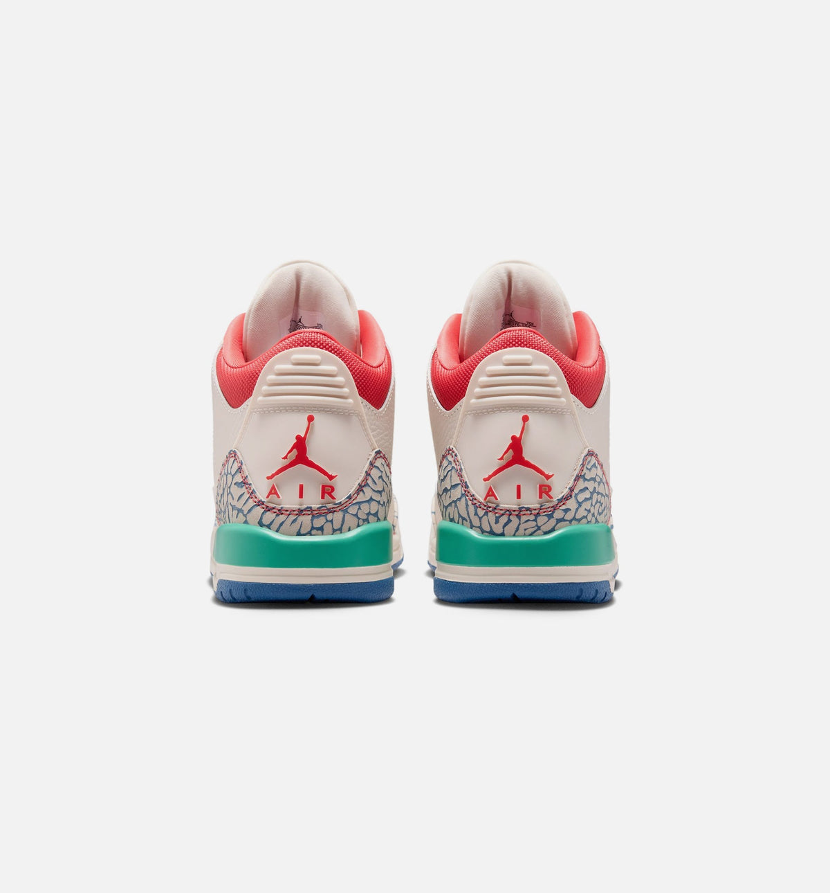 Air Jordan 3 Retro Grade School Lifestyle Shoe - Chalk/Track Red/True Blue/Kinetic Green