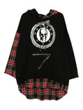 Kidill skull-print plaid-paneled hoodie