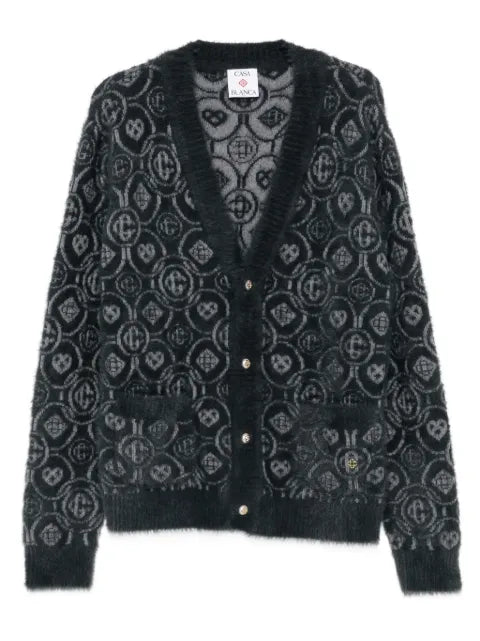 Casablanca logo-pattern V-neck cardigan