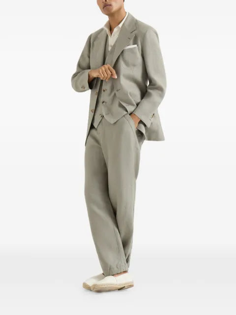 Brunello Cucinelli  linen micro chevron unlined blazer