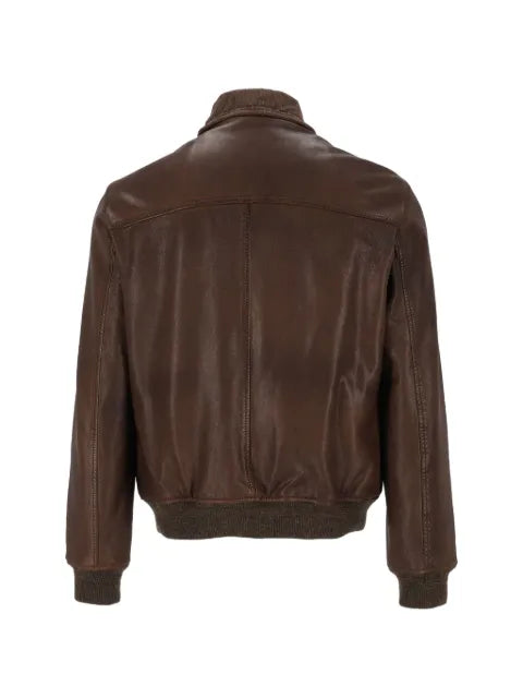 Al Duca D’Aosta 1902 grainy leather bomber jacket