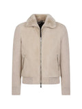 Moorer shearling-collar panelled jacket