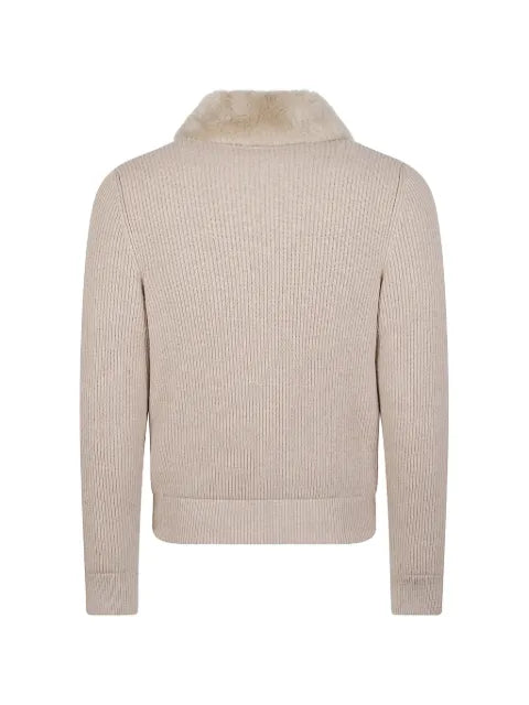 Moorer shearling-collar panelled jacket