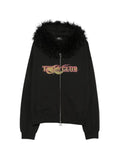 THUG CLUB faux-fur trim graphic-print hoodie