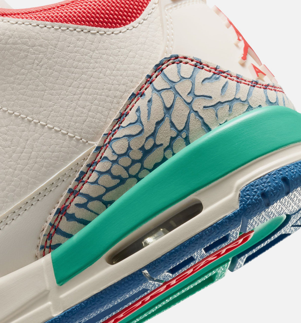 Air Jordan 3 Retro Grade School Lifestyle Shoe - Chalk/Track Red/True Blue/Kinetic Green