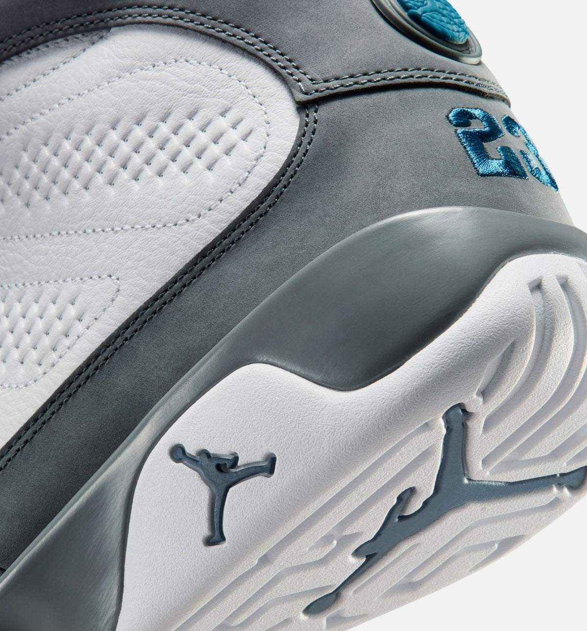 Air Jordan 9 Retro Flint Grey and French Blue Men's Lifestyle Shoes - White / French Blue / Flint Grey