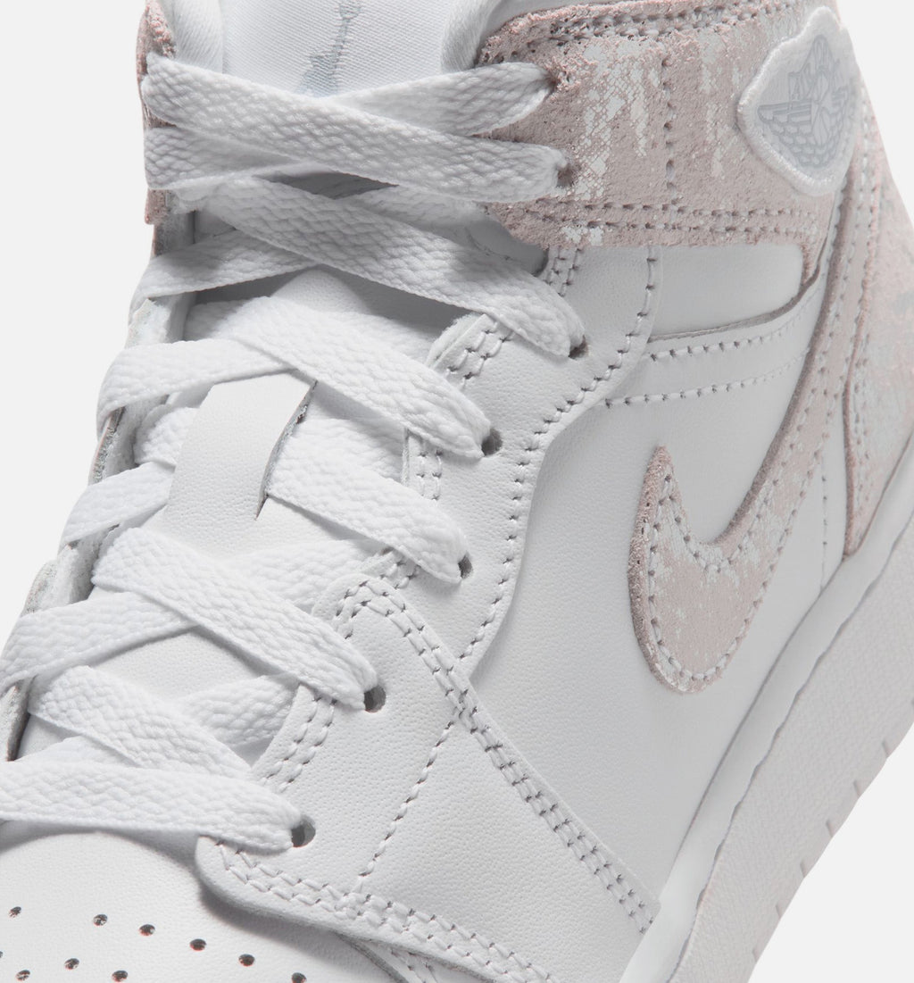 Air Jordan 1 Mid SE Grade School - White/Field Silver