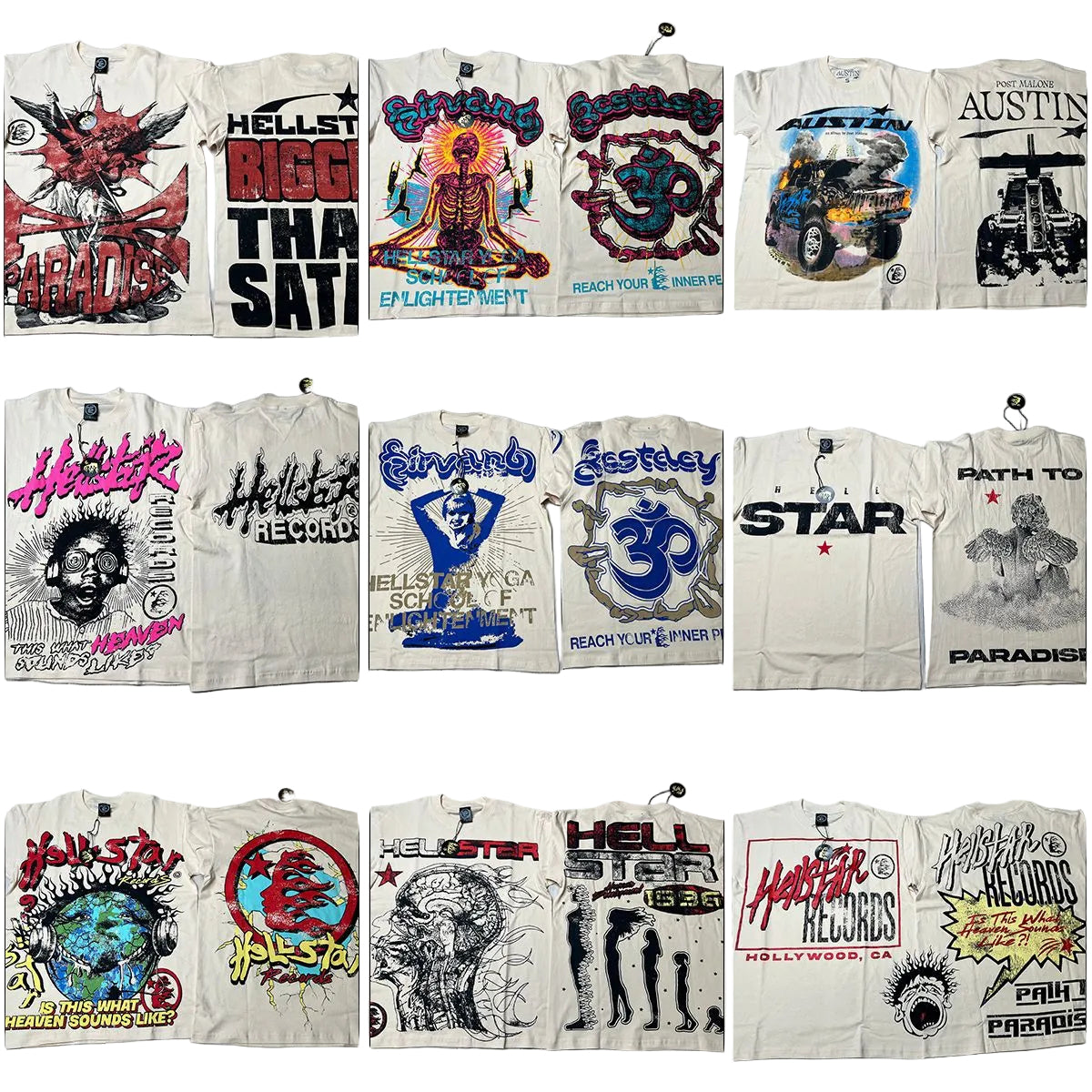 Hellstar Multi‑Vintage Graphic Oversized Tee Streetwear Unisex