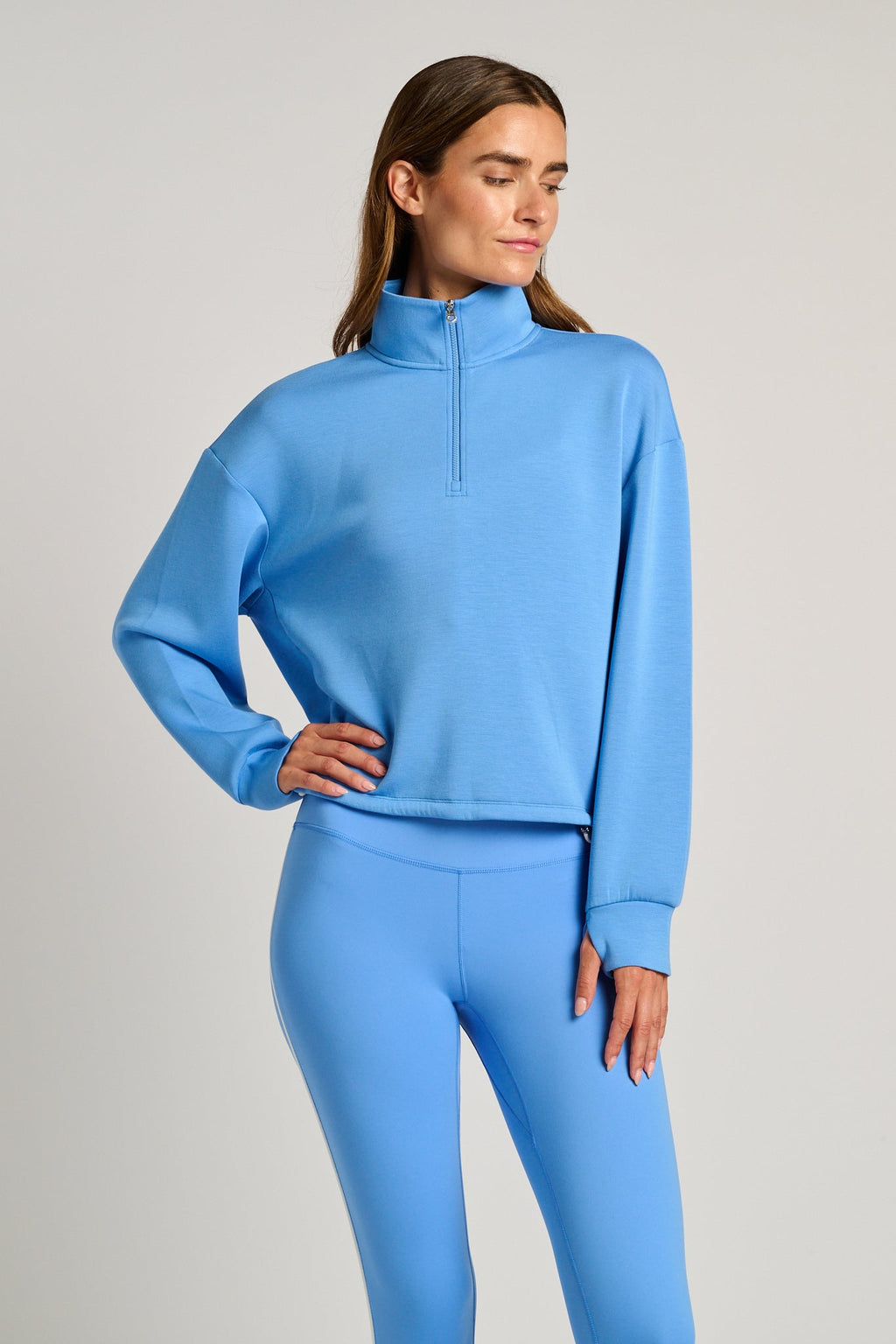 Sian Cropped Half Zip Sweat