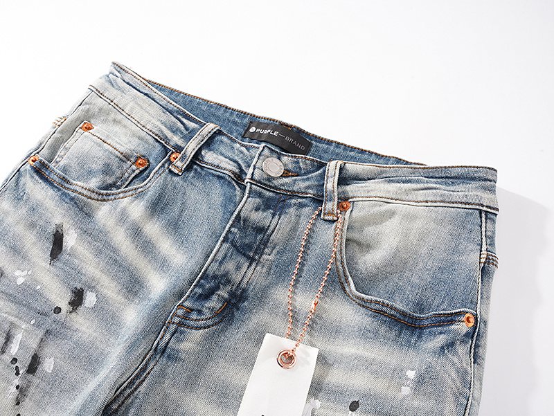 Purple Brand Light Blue Distressed Ribbed Knee Jeans