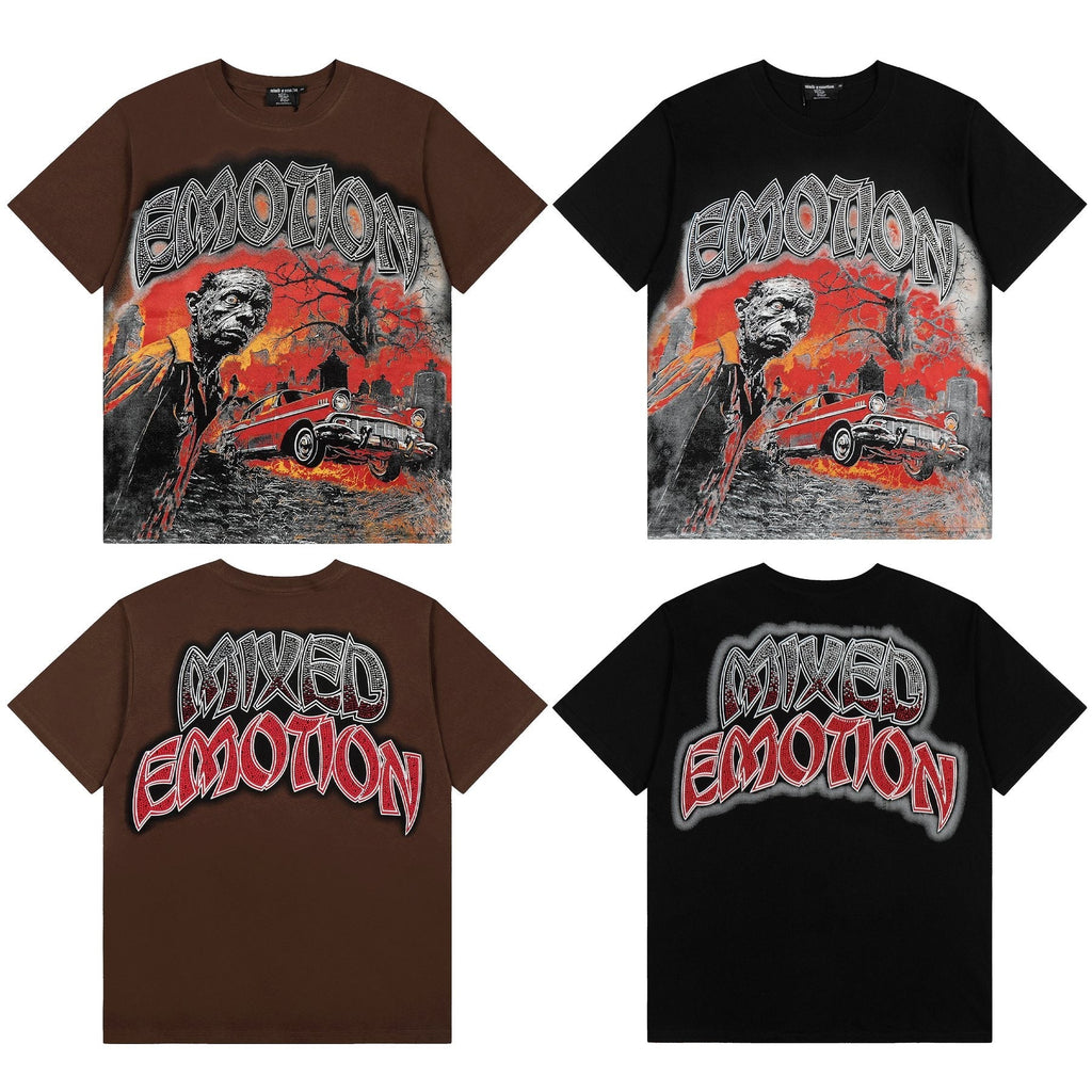 MIXED EMOTION Front-and-Back Graphic Short-Sleeve T-Shirt