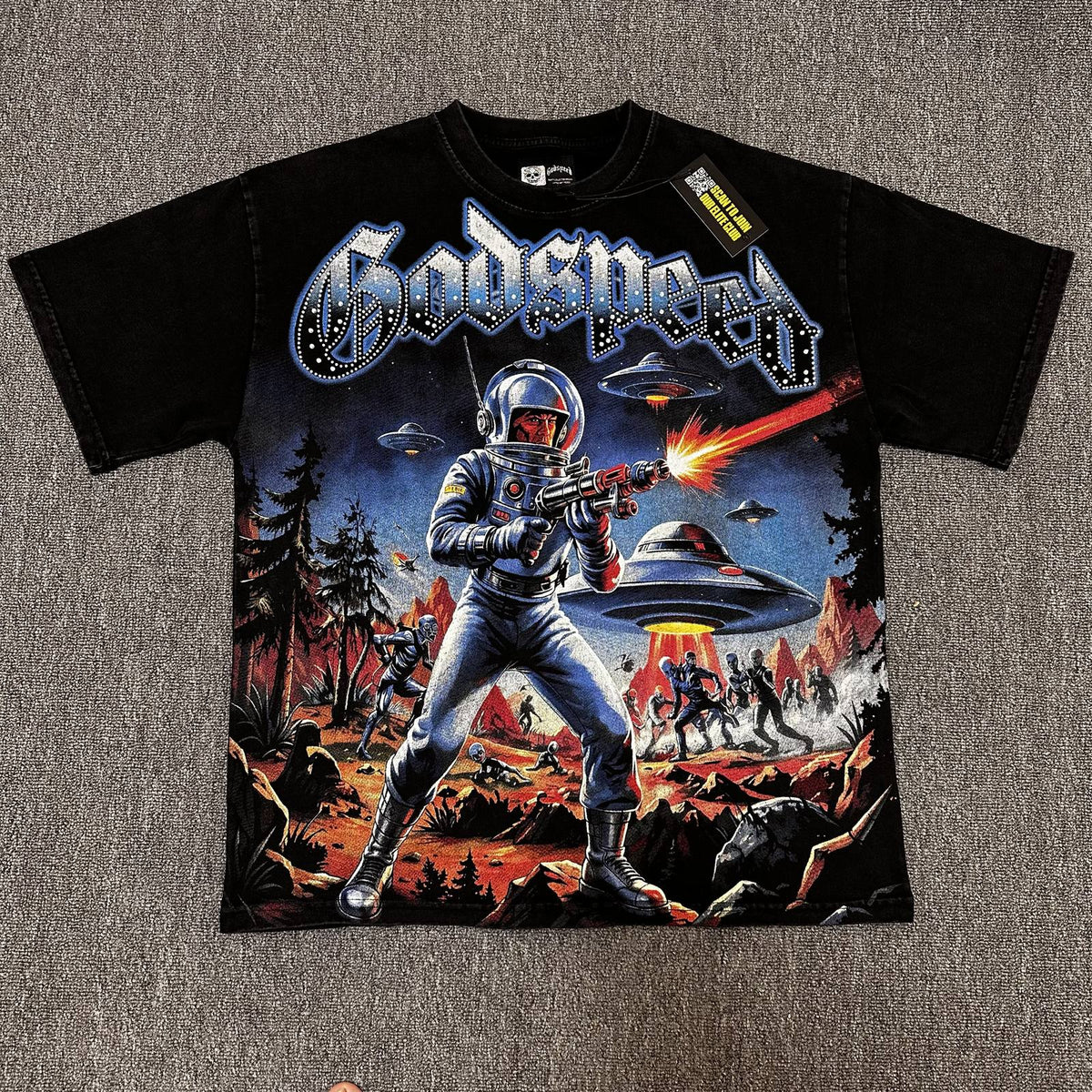 Godspeed Astronaut UFO Graphic T-Shirt