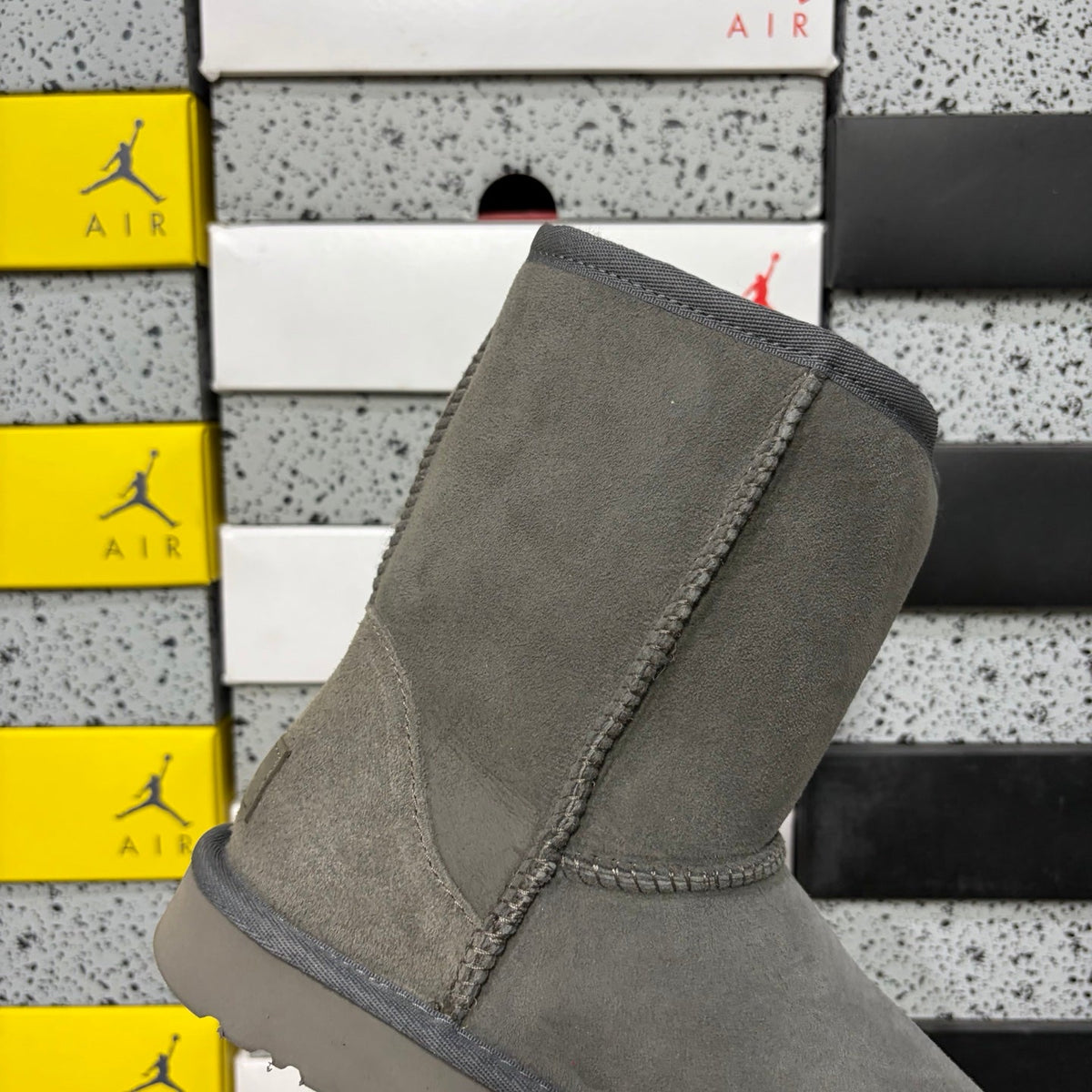 UGG Kallen Lace Classic Short Boot – Suede Boot with Shearling Lining, Tonal Back Seam & All-Grey Classic Sole in Grey