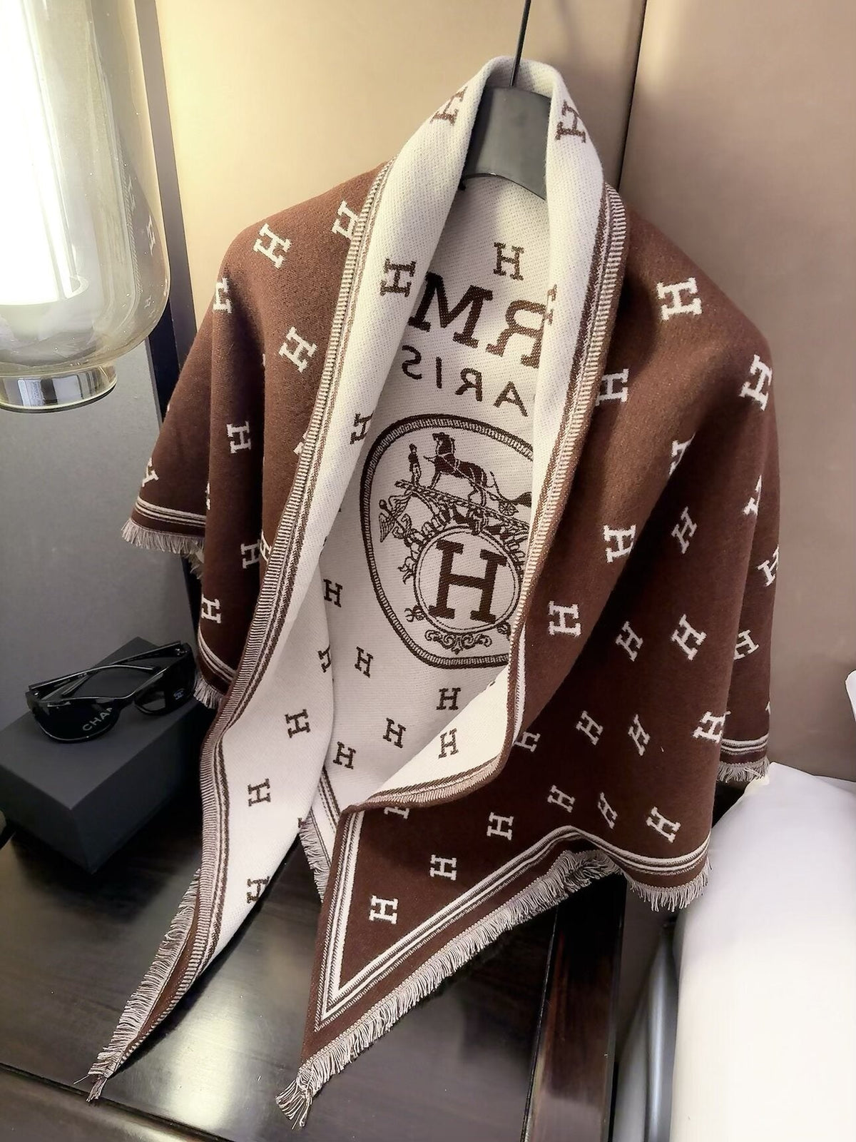 Hermes Style Reversible Equestrian Cape Shawl