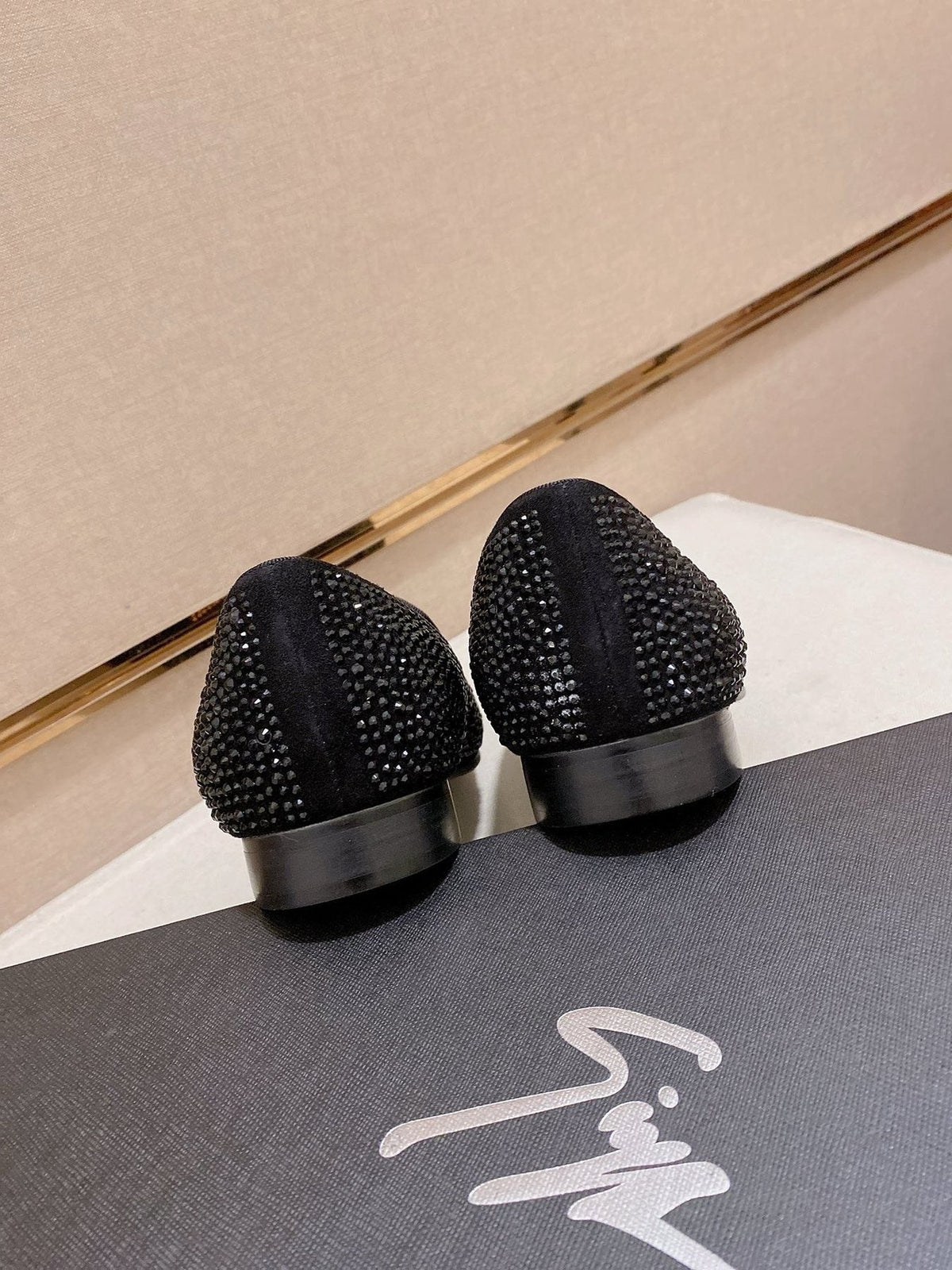 Giuseppe Zanotti Men's Black Studded Gold Accent Loafers