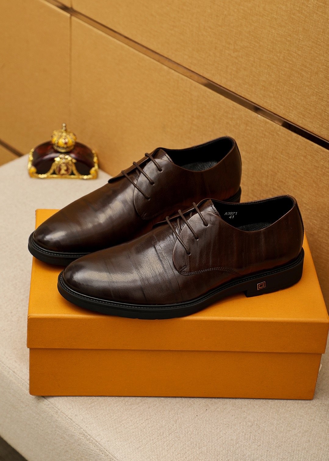 Louis Vuitton Dark Brown Croc-Embossed Dress Shoes