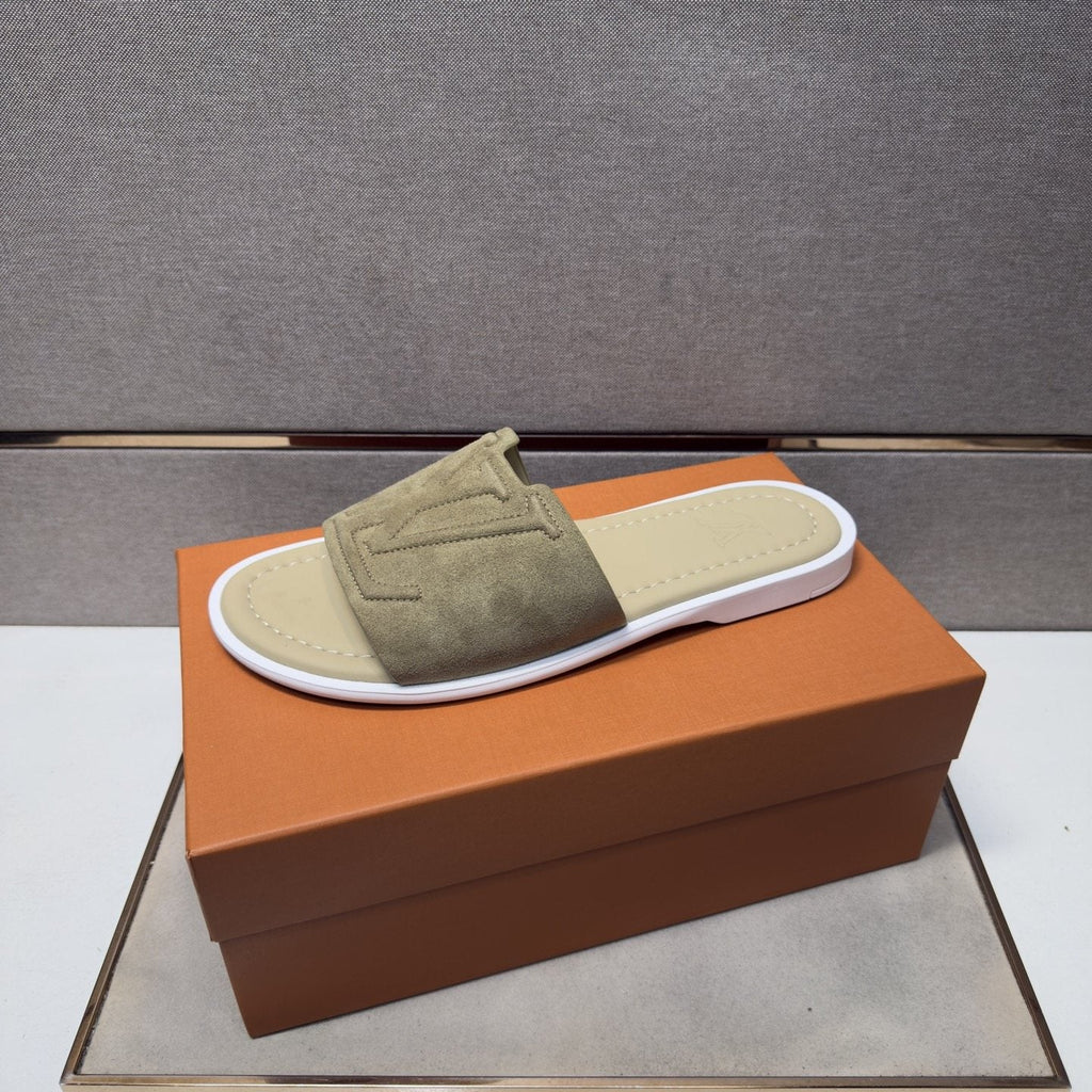 Louis Vuitton Men's Khaki Monogram Slide Sandals