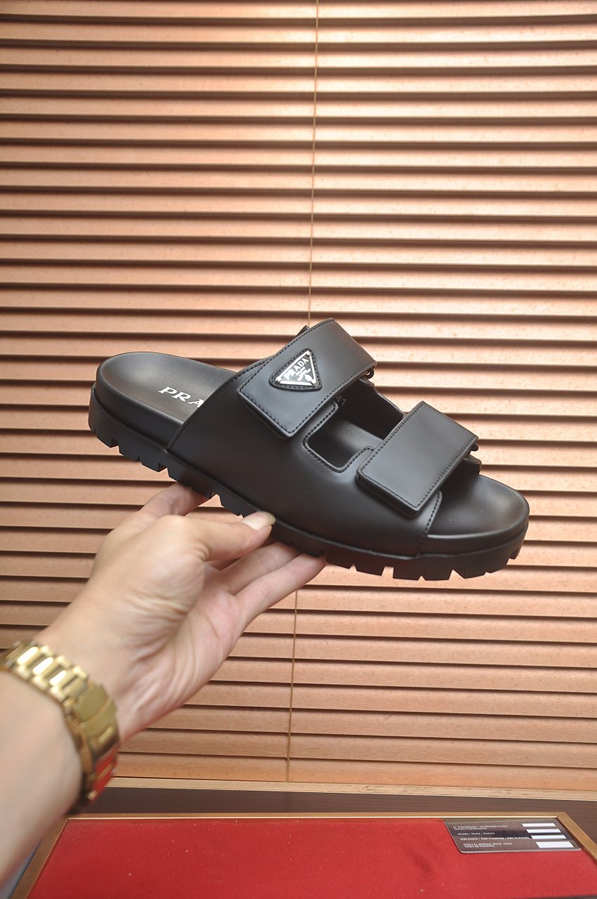 Prada Two-Strap Lug Sole Slide Sandals