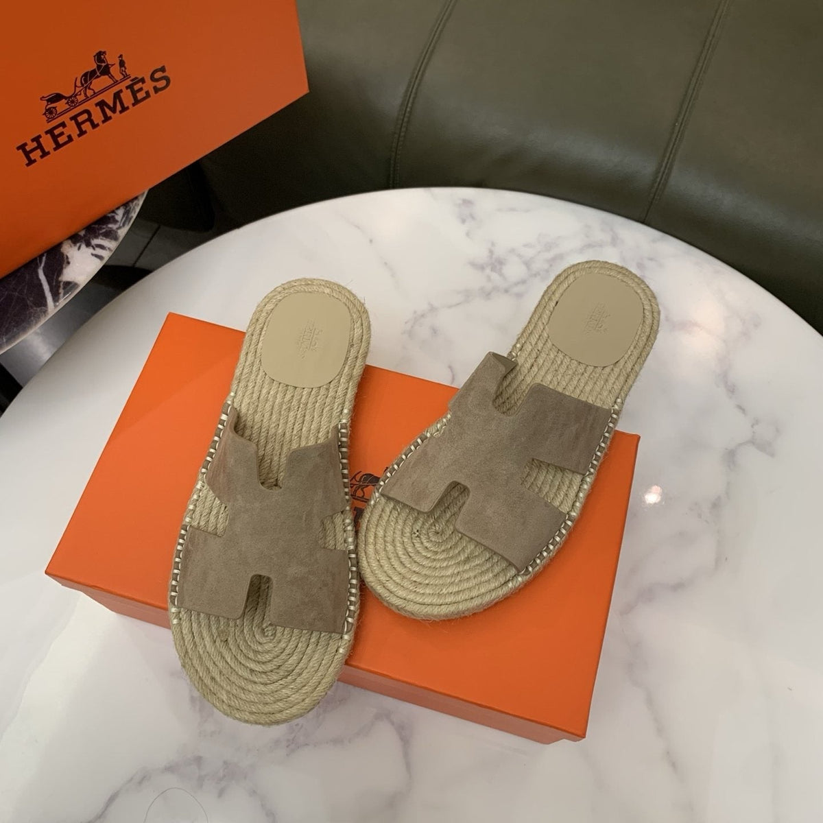 Hermès Men's H-Cut Braided Slide Sandals