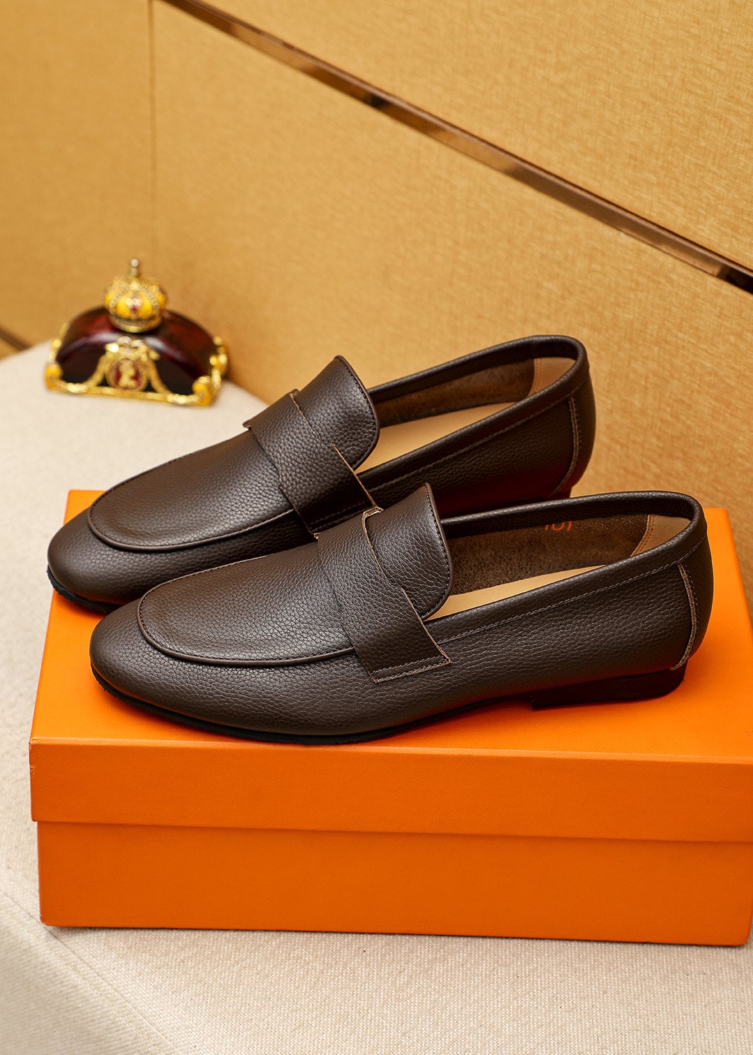 Hermès Pebbled Leather Loafers