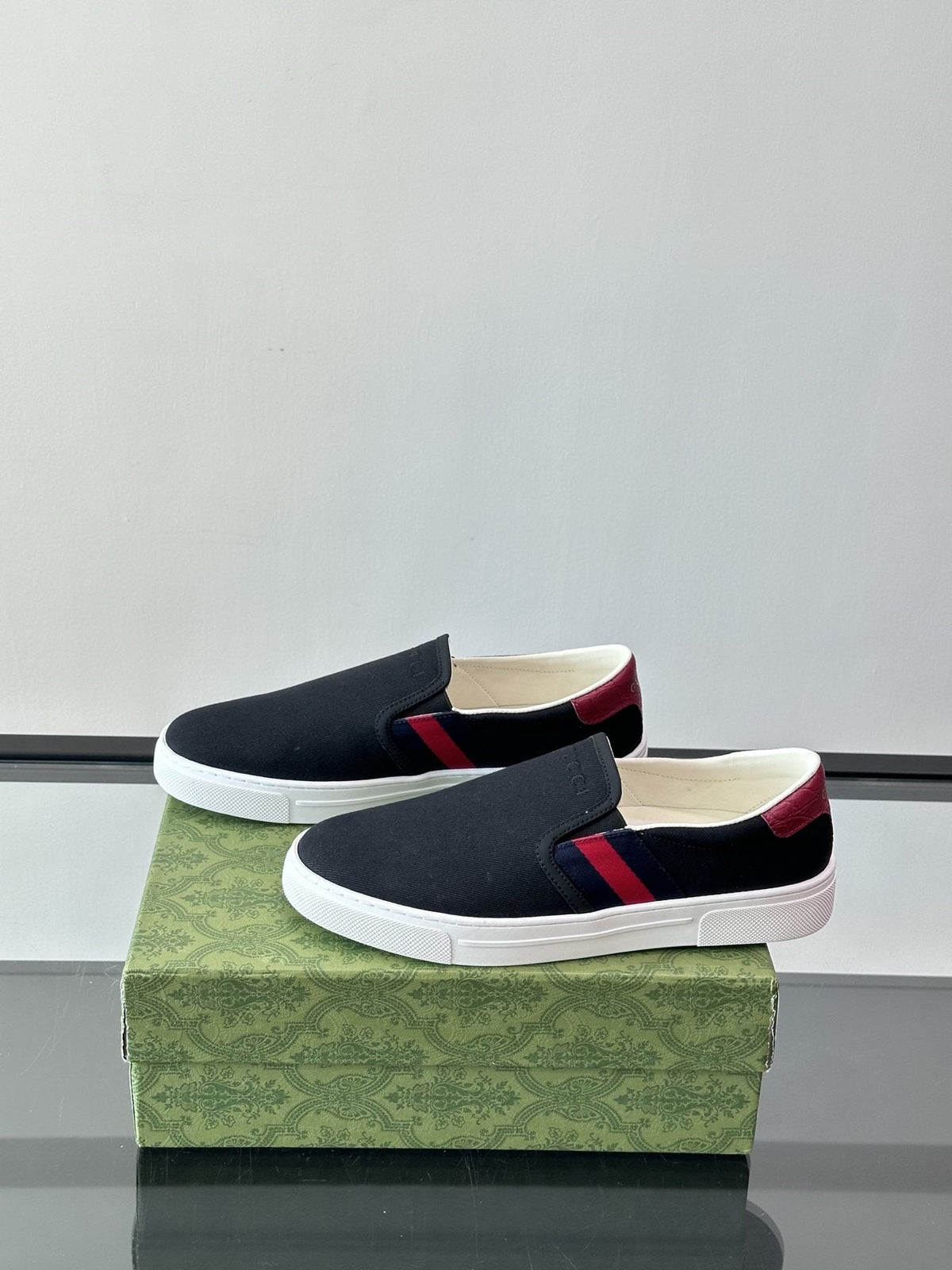 Gucci Striped Slip-On Shoes