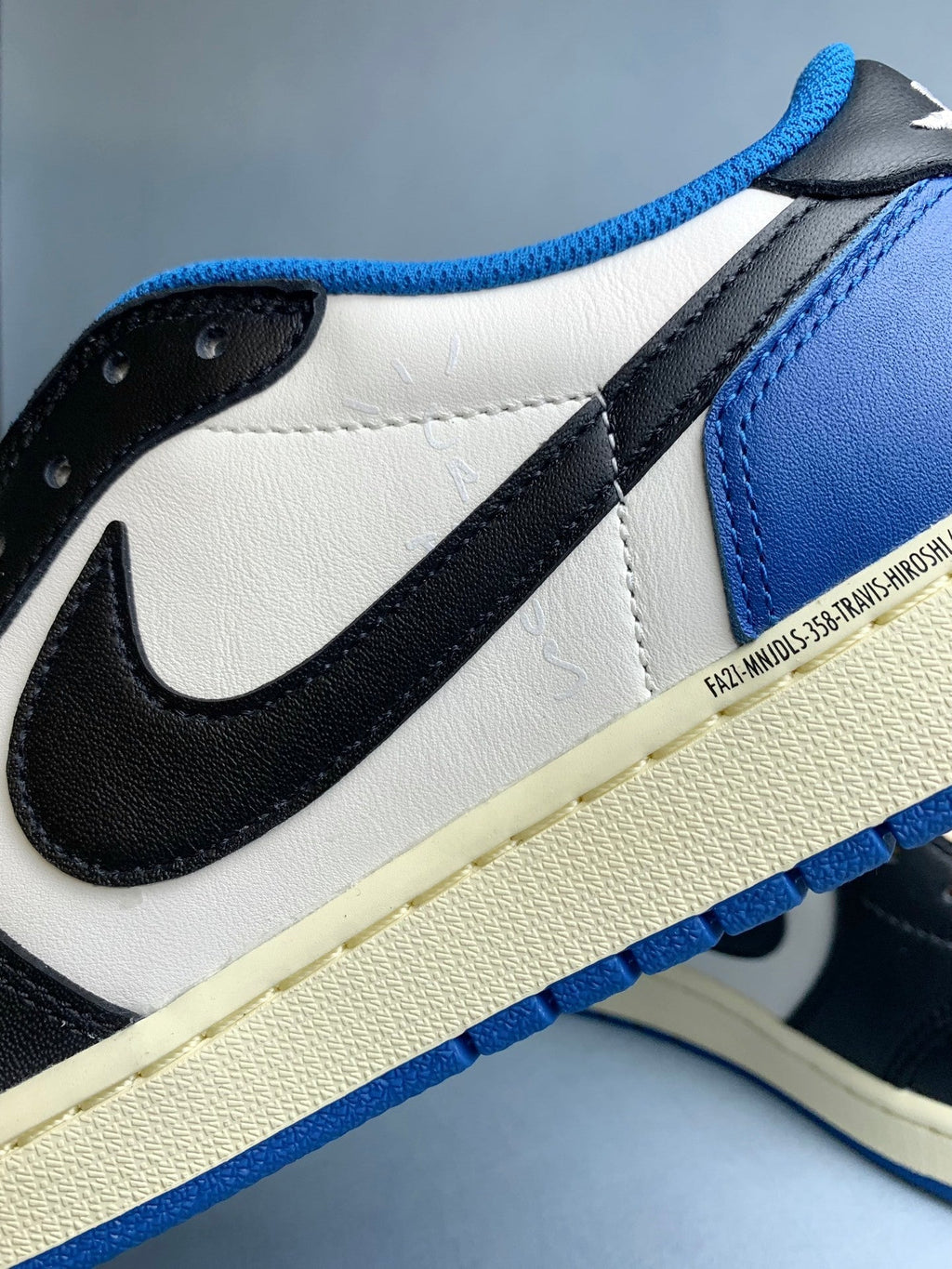 Air Jordan 1 Low White/Blue Lightning Reverse Swoos Unisex Sneakers DM7866-140